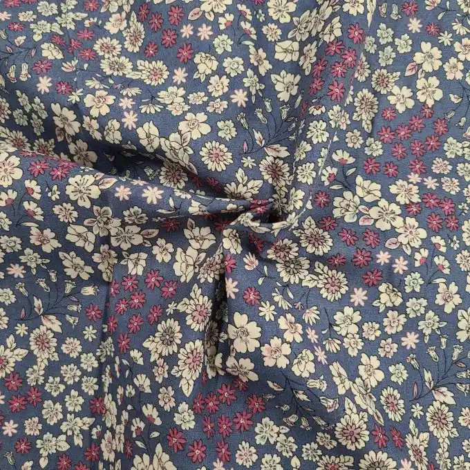 Solange Der Vorrat Reicht Batist Baumwolle mittelblau ecru lila Frou Frou