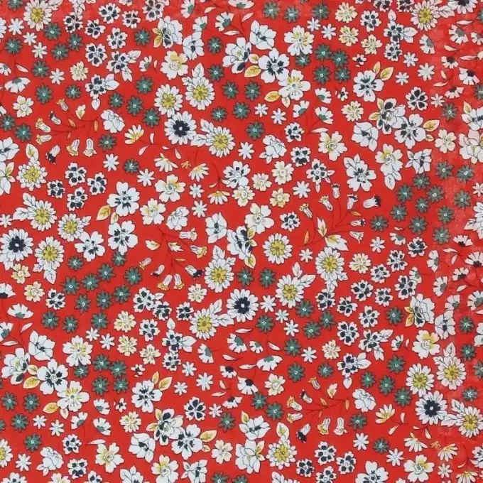 Baumwoll-Gaze Stoff Mohnblume weiße Wildblumen Gleich Bestellen