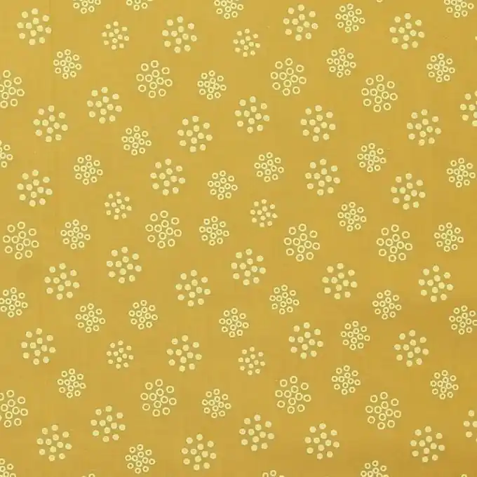 Letzte Chance Baumwoll-Voile Stoff Senfgelb mit Blütenprint 150 cm Breite