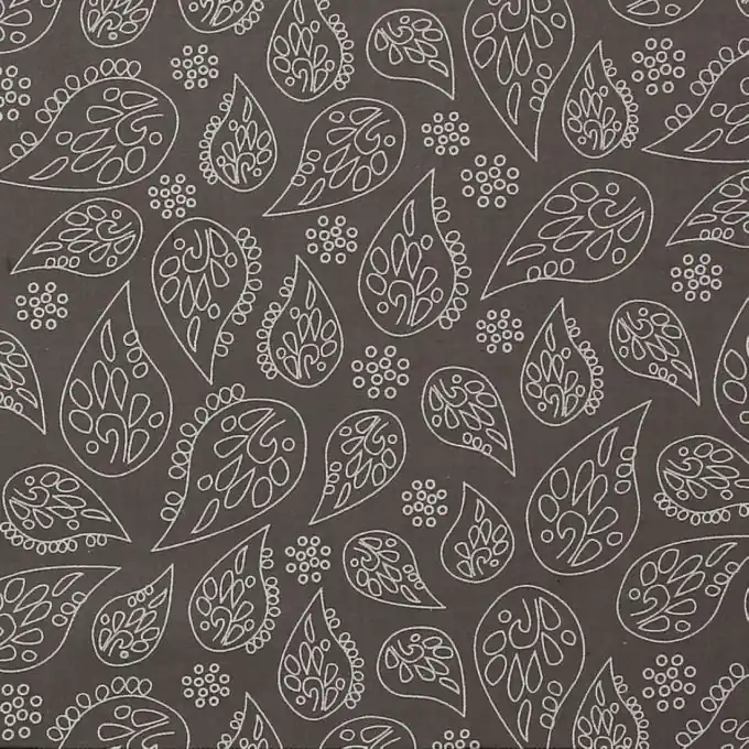 Baumwoll-Voile Ardoise mit feinen indischen Blattmotiven, 150cm Online Kaufen