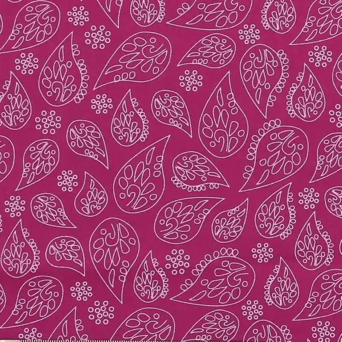 Baumwoll-Voile Stoff Fuchsia Indisches Blattmuster 150cm Top-Angebot