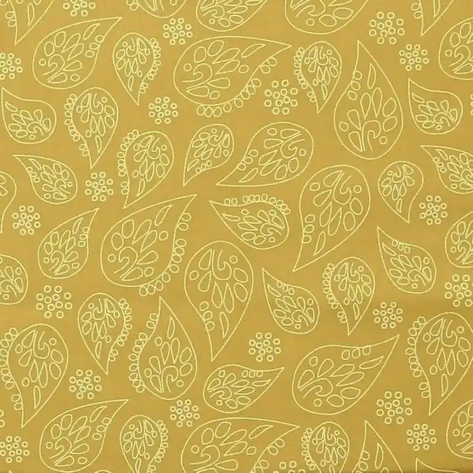 Baumwoll-Voile Stoff Moutarde mit Feinblattmuster 150cm Versand Am Gleichen Tag