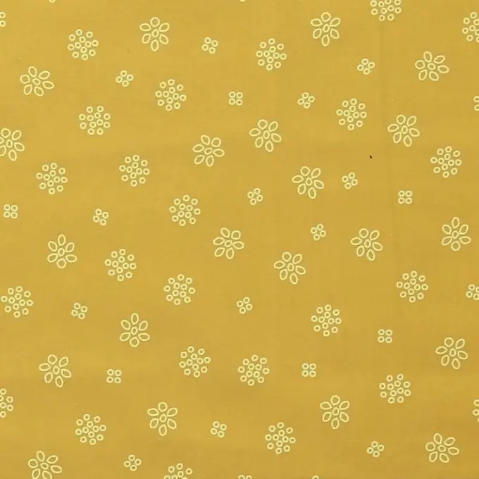 Heute Kaufen Baumwollvoile Stoff Senfgelb mit Weißen Runden Mustern 150cm