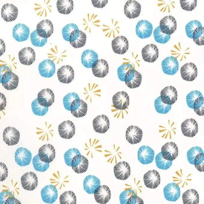 Baumwollstoff Hanabi schwarz blau Handgefertigt