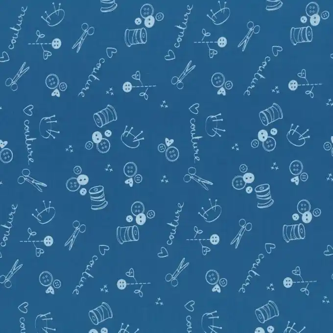 Heute Kaufen Baumwollstoff blau Love couture