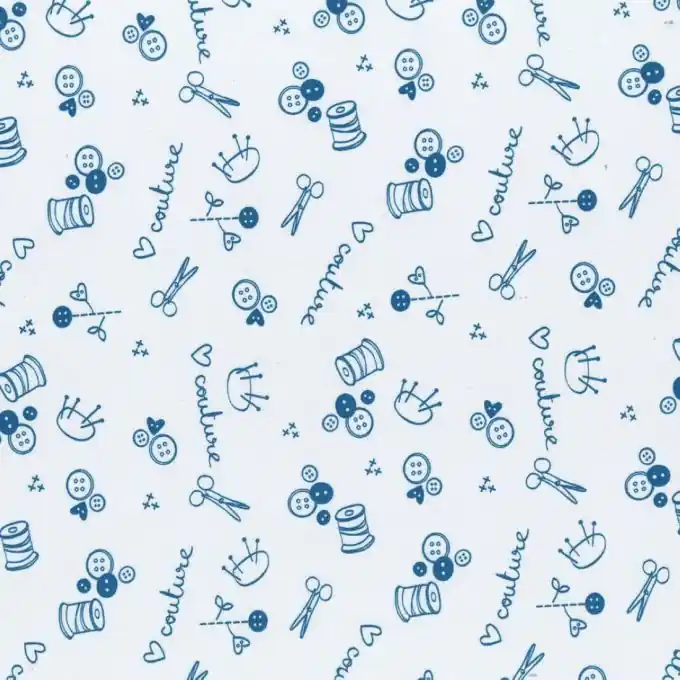 Baumwollstoff Blau Love Couture Muster 150 cm Breit Im Trend