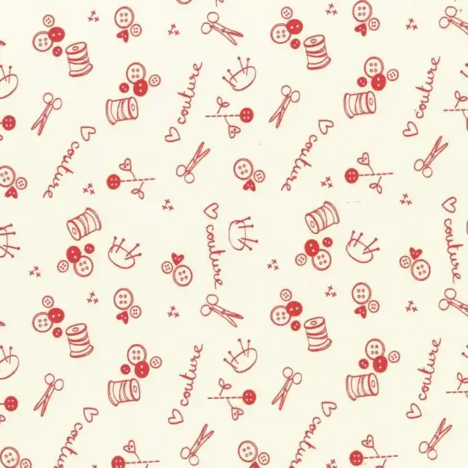 Baumwollstoff ecru Love couture rot Aktuell