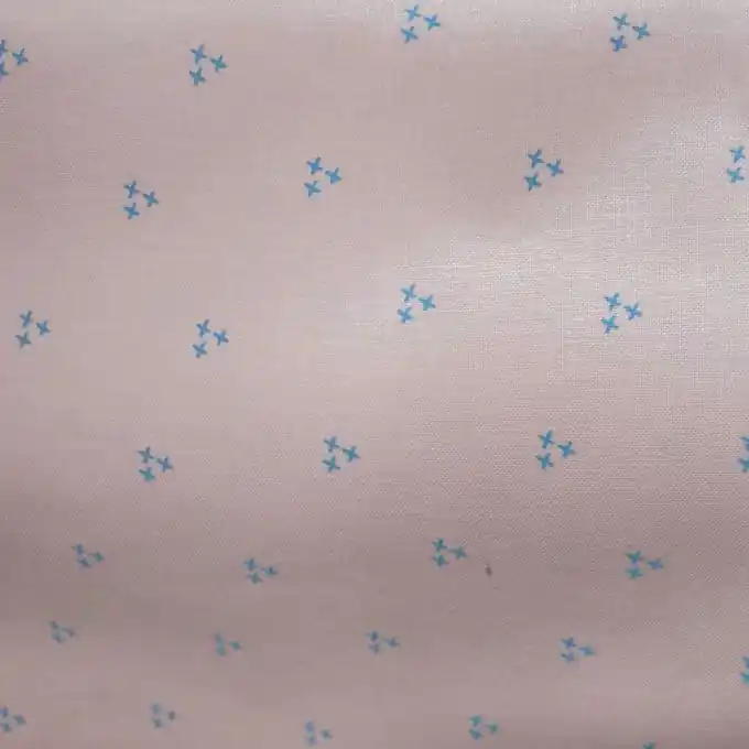 Ausverkauf Baumwollstoff hellrosa Kreuzstich türkis