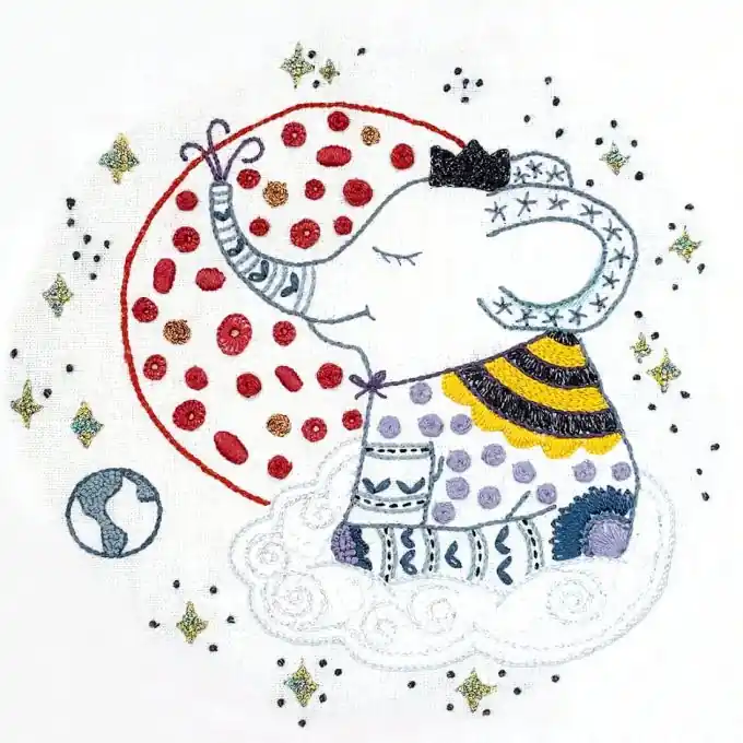 Saisonangebot Stickset für Anfänger: Weißer Stoff, DMC-Garne, Anleitung