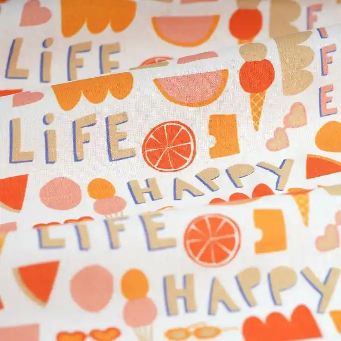 Gratis Versand Cretonne Happy life Orange