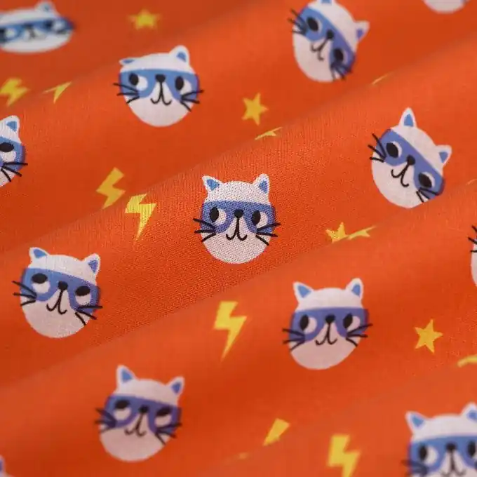 Markenware Cretonne Supercats rot