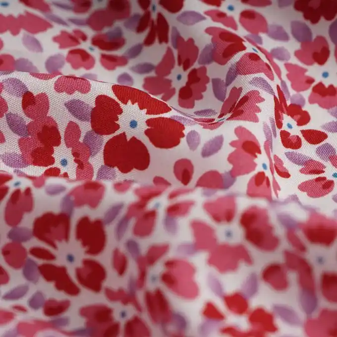 Popeline Viskose Blumen rosa weiß Original