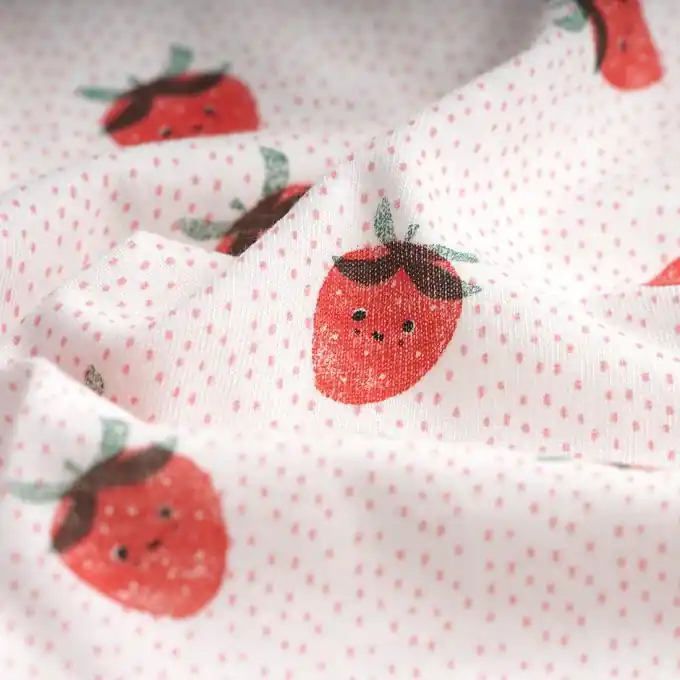 Jersey Baumwolle Erdbeeren rot Rabatt