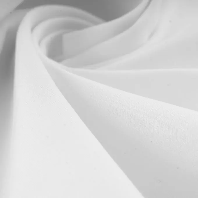 Tischdeckenstoff Saten Baumwolle weiß Zertifiziert