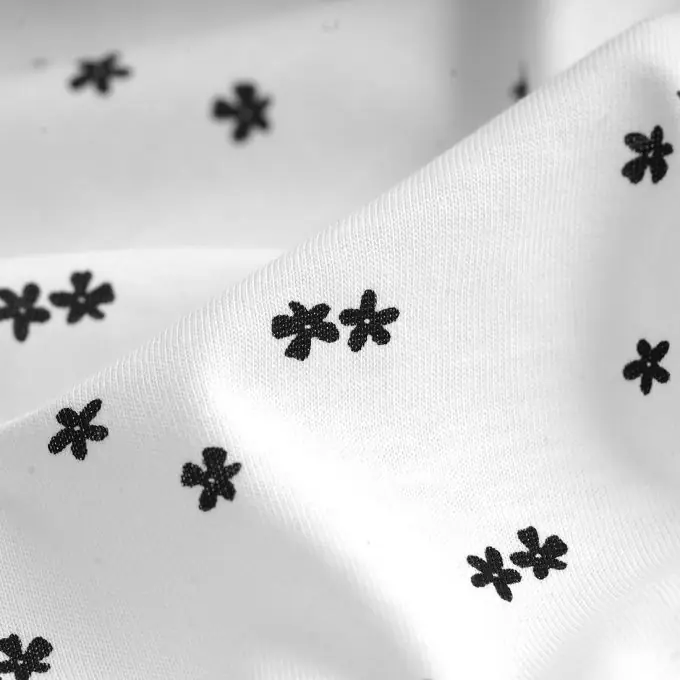 Top-Qualität Jersey Baumwolle Blumen schwarz weiß