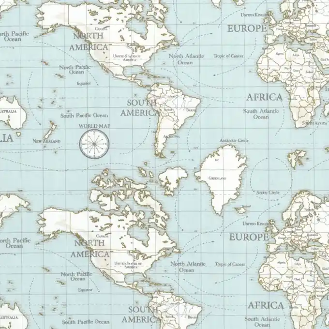 Dicker Baumwollstoff Maps, blau Sonderangebot