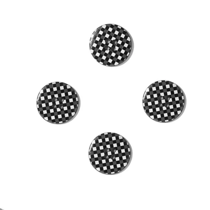 Knallerangebot Knöpfe Vichy mit Punkten 25 mm schwarz weiß