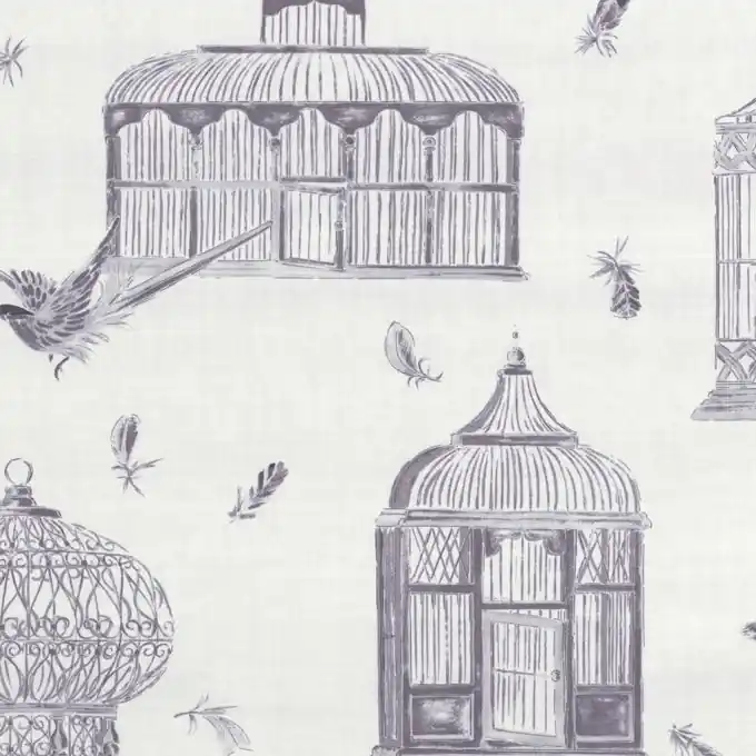 Zertifiziert Deko-und Vorhangsstoff bedruckt mit Vogelkäfig