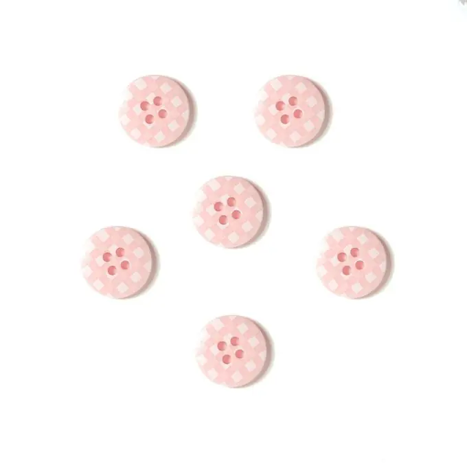 Beliebt Knöpfe Vichy mit Punkten 18 mm rosa weiß