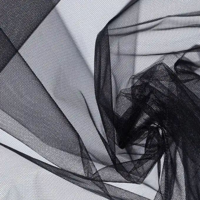 Premium Tüllstoff, schwarz einfarbig