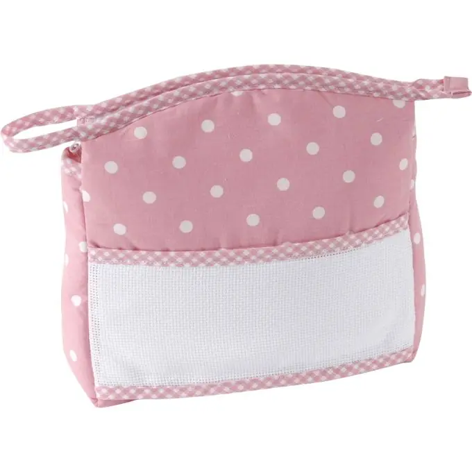 Stickerei-Kulturtasche Rosa 24x22cm Exklusiv