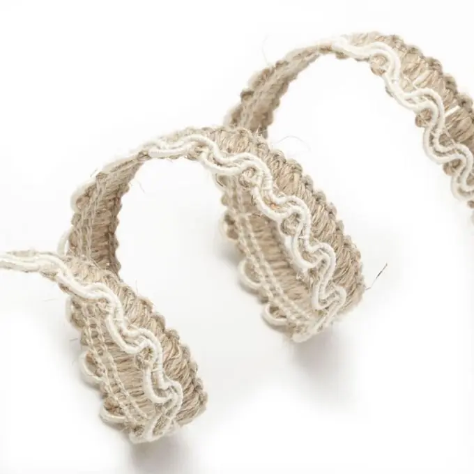 Preisreduziert Posamentenborte Leinen matt und naturfarben