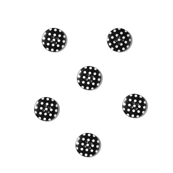 Zertifiziert Knöpfe Vichy mit Punkten 18 mm weiß