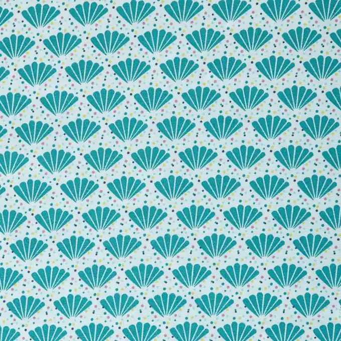 Baumwollstoff Peacock Fächer blau Markenware