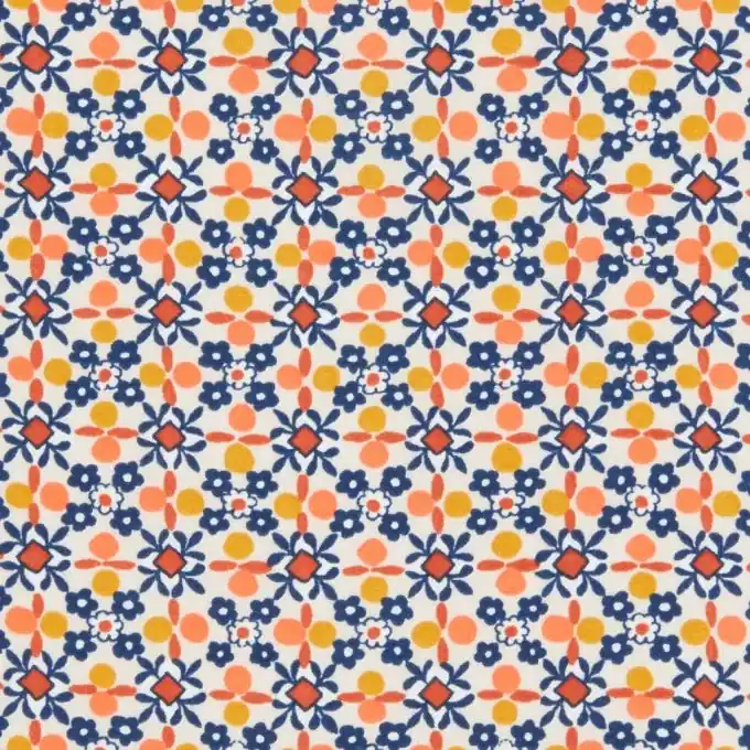 Aktuell Viskosestoff Blumen- & Kreismuster 145cm Breite