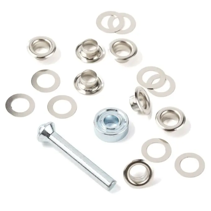 Rabatt Ösen mit Scheiben Ø8mm und Einsatzwerkzeug. – Nickel