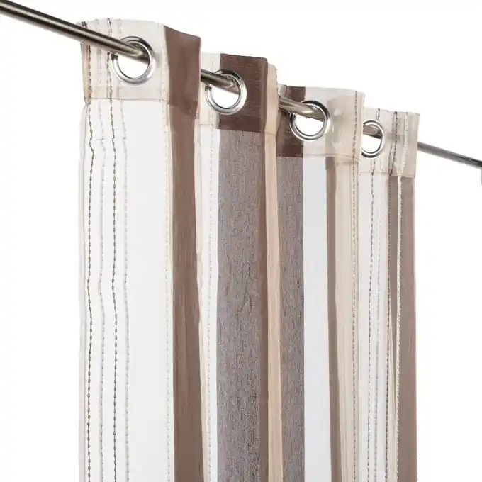 Uni Schokobraun Voilage Vorhang 140x240cm Gestreift Preiswert