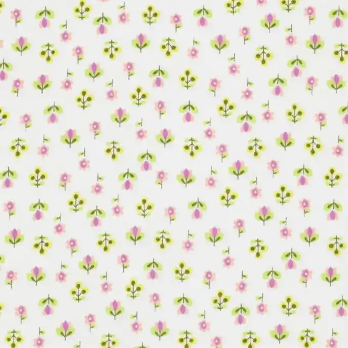 Original Popeline Vintage Blumen gelb rosa