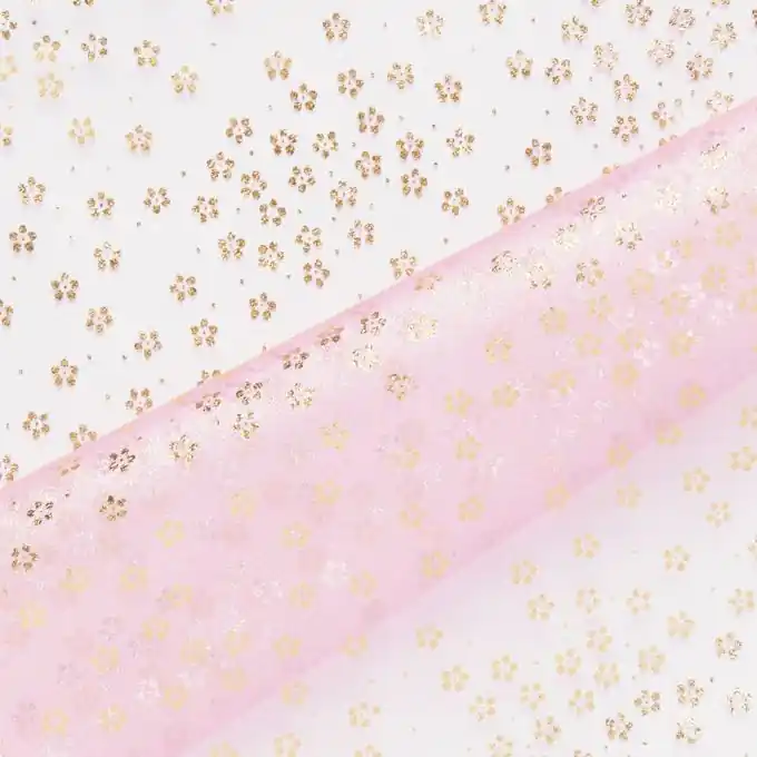 Organza-Stoff mit goldenen Blüten Wochenendangebot