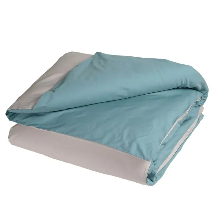 Neue Ware Zweifarbiger Bettbezug aus Baumwollperkal, naturfarben und blau, 140 x 200 cm