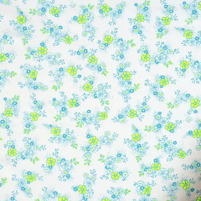 Popeline Blumen blau fluo gelb Preiswert