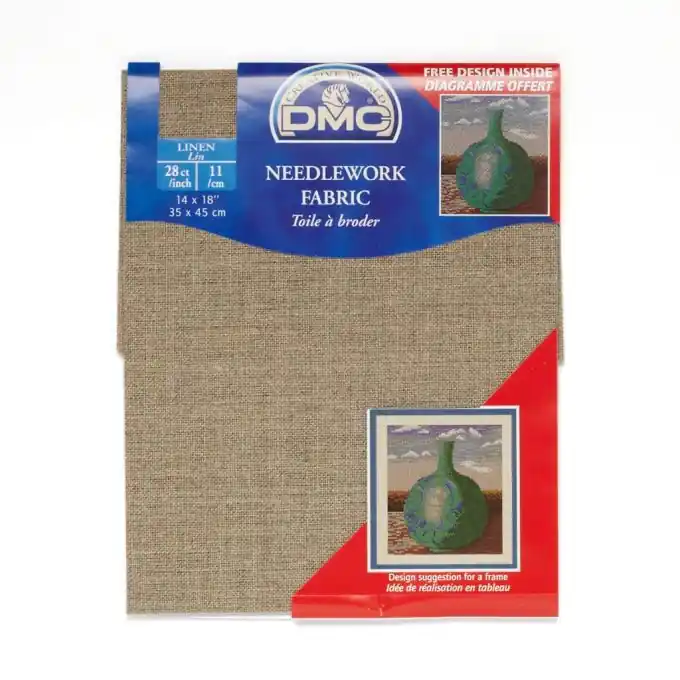 Kracherpreis Leinwandstickerei Grau 35x45cm 11-Faden Linen