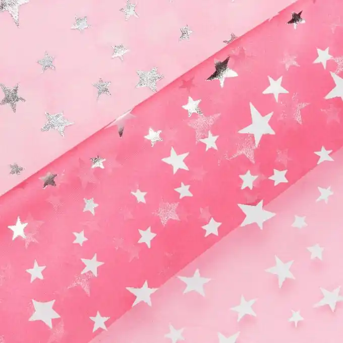 Sofort Bestellen Organzastoff Sterne silberfarben