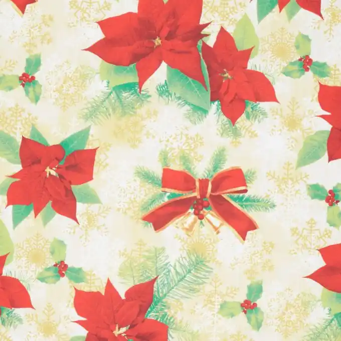 Markenprodukt Baumwollstoff Weihnachtsblumen