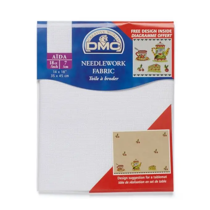 Solange Der Vorrat Reicht Stickereistoff Aida, 7 Stiche/cm, 35×40 cm – Weiß