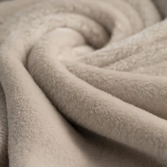 Fleecestoff, einfarbig beige Günstig