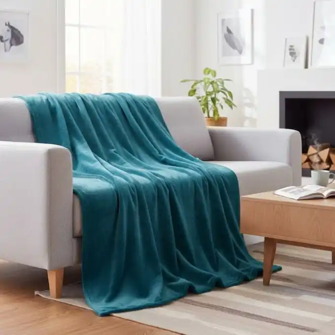 Flanelldecke 180×230 cm Entenblau Uni Gleich Bestellen