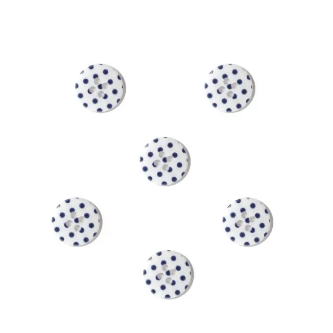 Exklusiv Knöpfe Vichy mit Punkten 18 mm dunkelblau