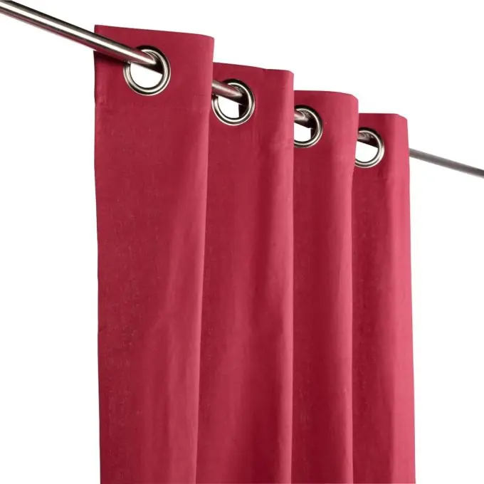 Kostenloser Versand Vorhangstoff in Halbpanamabindung aus Baumwolle Léa, fuchsia