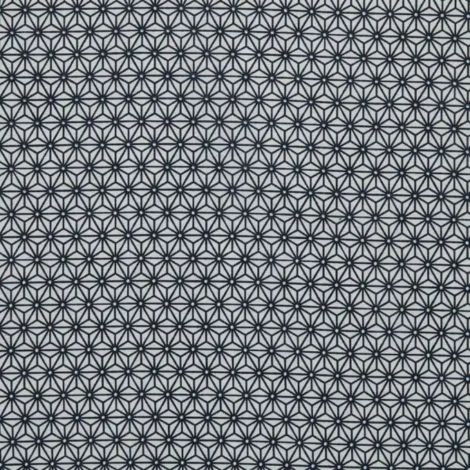 Neu Baumwollstoff, schwarz und grau, geometrischer Aufdruck Saki