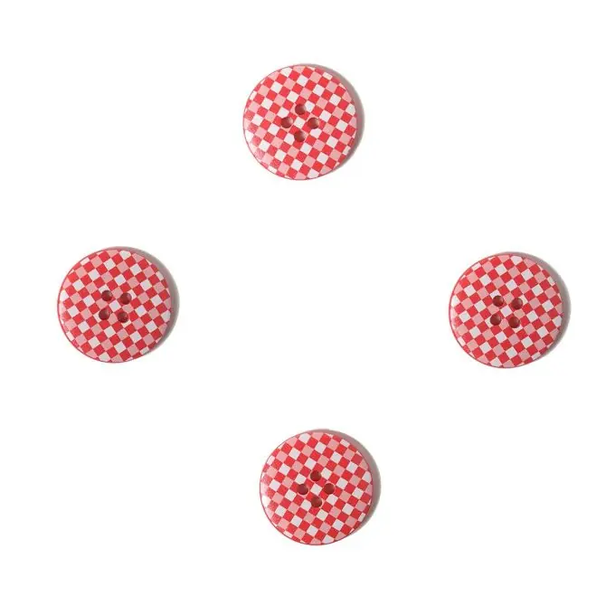 Sonderangebot Knöpfre Gingham rot 25 mm