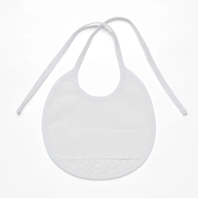 Runder Stick-Bavoir Ø19 cm – Weiß Angebot