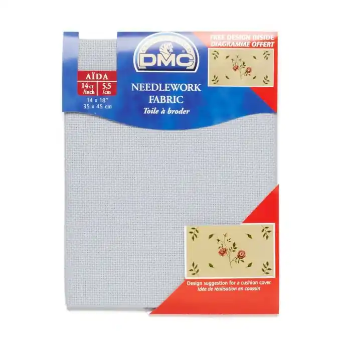 Jetzt Zugreifen Stickereistoff Aida, 5,5 Stiche/cm, 35×40 cm – Grau