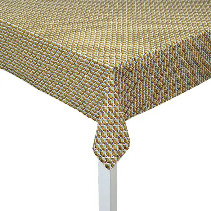 Weicher und matter beschichteter Baumwollstoff mit gelben Fächern Exklusiv