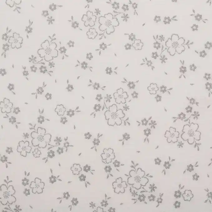 Popeline Blumen silberfarben Preiswert