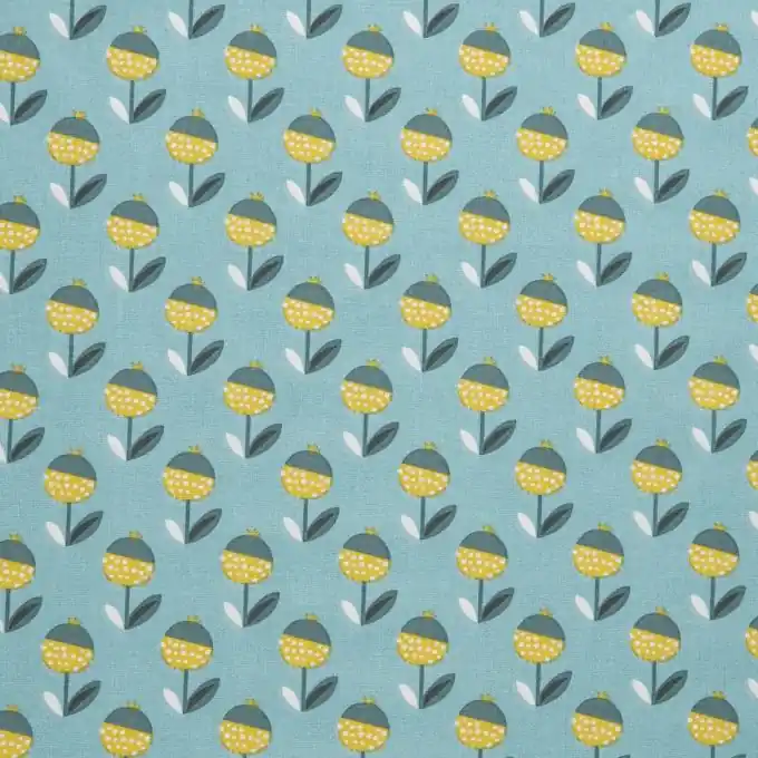 Baumwollstoff Cherry Blumen blau Mengenrabatt